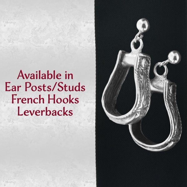 Western Style Stirrups Charm Earrings Western Style Horse Riding Sterling Silver 925 Jewelry, Earring Choice Stud, French Hooks Leverback