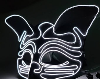 Kitty Cat White Hand made neon EL Wire mask