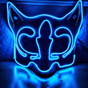 The Fox Custom Hand made neon EL Wire mask,Outfit,Masquerade,edc,Rave Mask,Halloween,Burning Man,Cosplay,Party,Festival,Glow