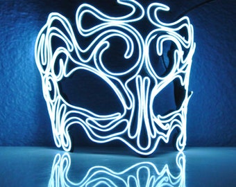 Elf EL Wire mask in white ,Outfit,Masquerade,edc,Rave Mask,Halloween,Burning Man,Cosplay,Party,Festival,Glow
