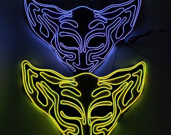 Yellow Long Ear      EL Wire mask,Outfit,Masquerade,edc,Rave Mask,Halloween,Burning Man,Cosplay,Party,Festival,Glow