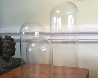 Vintage Nesting Glass Cloche Domes: Hand Blown - Crystal Display Bells, Set of 3 - Quite a Rare Find - PRICE REDUCTION