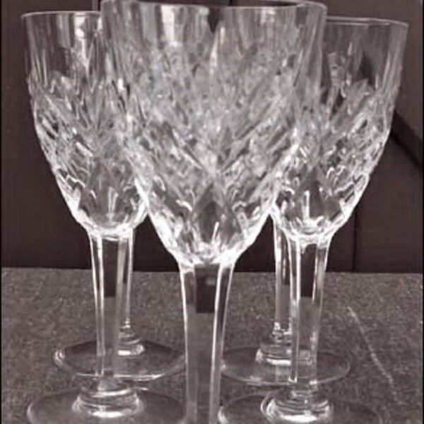 St. Louis France FIVE Wine Chantilly Pattern - Signed - Cut Glass - Saint Louis FRANCE 6" x 2 1/2"