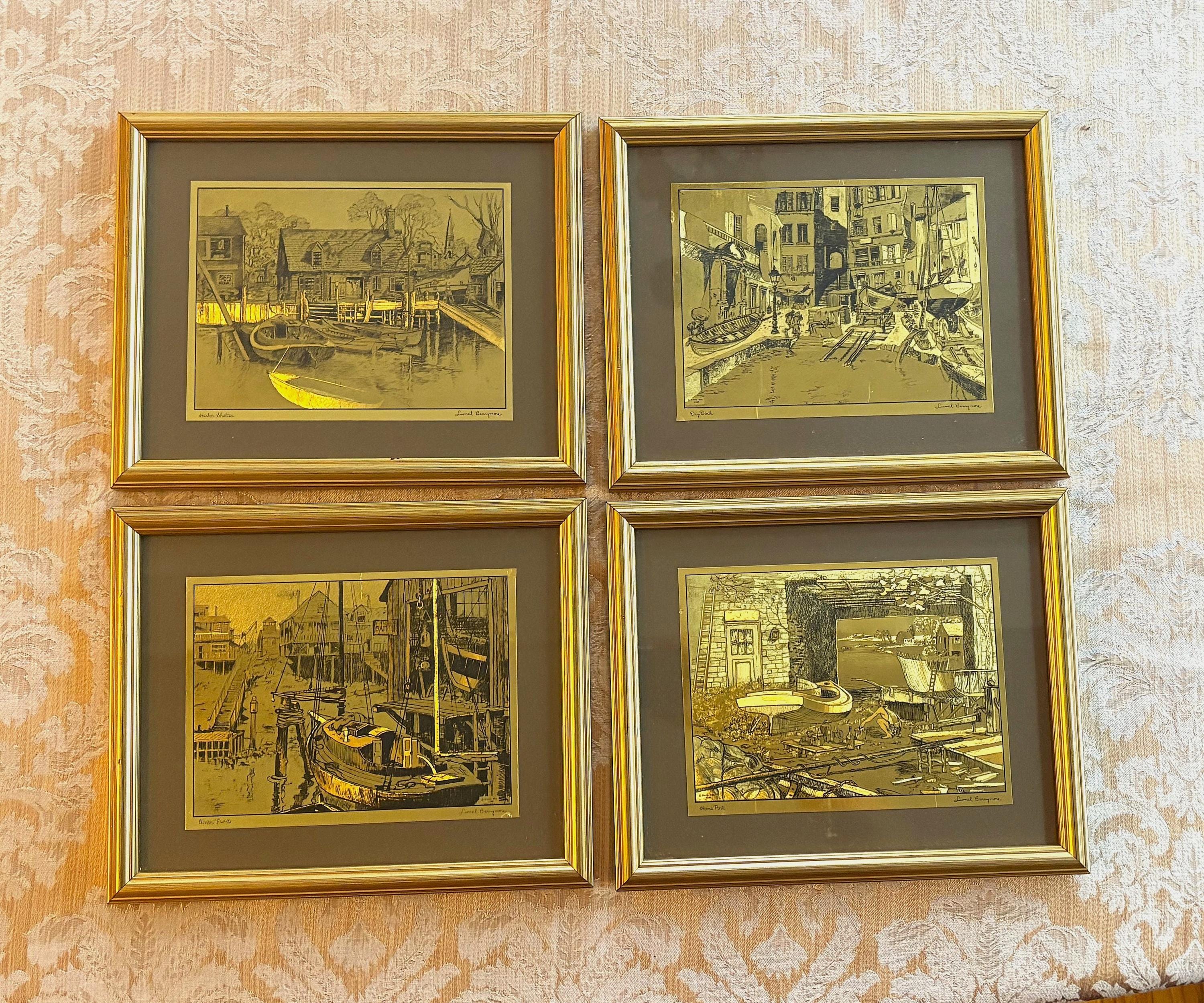 4 Rare Lionel Barrymore Gold Foil Etching - Talio Chrome Print