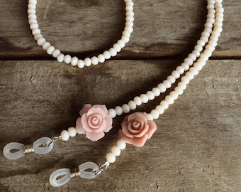 Roze brillenketting, lenzenvloeistofhouder, brillenhouder, cadeau voor haar, brillenkette, cadena para gafas, catenella occhiali, cordon pour lunettes