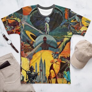 レトロ SF コラージュ メンズ T シャツ フェーズ 3