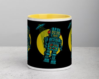 Retro Roboter Tasse mit Farbe Innen