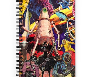 Retro Sci-Fi Collage Spiral notebook