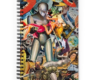 Retro SciFi Collage Spiral Notebook