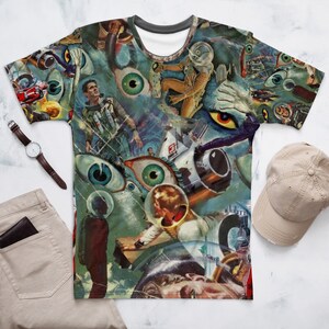 レトロ SF コラージュ メンズ T シャツ フェーズ シックス