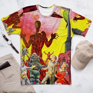 レトロ SF コラージュ メンズ T シャツ フェーズ セブン