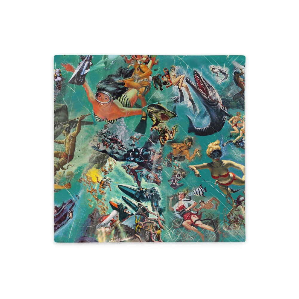 Deep Sea Diver Vintage Illustration Collage Pillow Case - Etsy