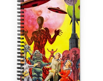 Retro Sci-Fi Collage Spiral notebook