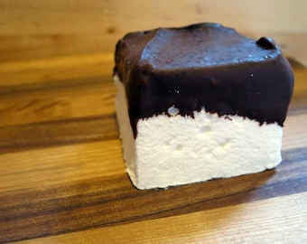 Peppermint Marshmallows Dipped in Dark Chocolate - 1 dozen Gourmet homemade chocolate covered marshmallows