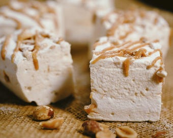 The Fluffernutter - Peanut Butter Ripple Marshmallows - 1 dozen Gourmet homemade marshmallows