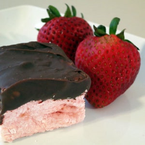 Chocolate covered Strawberry Marshmallows - 1 dozen Gourmet marshmallows