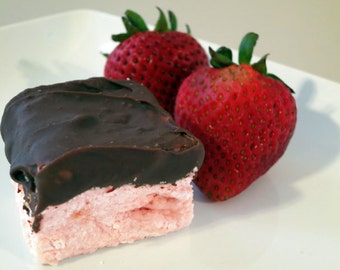 Chocolate covered Strawberry Marshmallows - 1 dozen Gourmet marshmallows