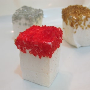 Champagne Marshmallows with gold, silver, black, or red glitter 1 dozen Gourmet homemade marshmallows image 1