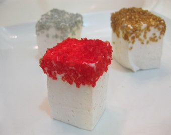 Champagne Marshmallows with gold, silver, black, or red glitter  - 1 dozen Gourmet homemade marshmallows