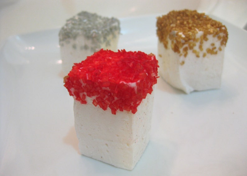 Champagne Marshmallows with gold, silver, black, or red glitter 1 dozen Gourmet homemade marshmallows image 1