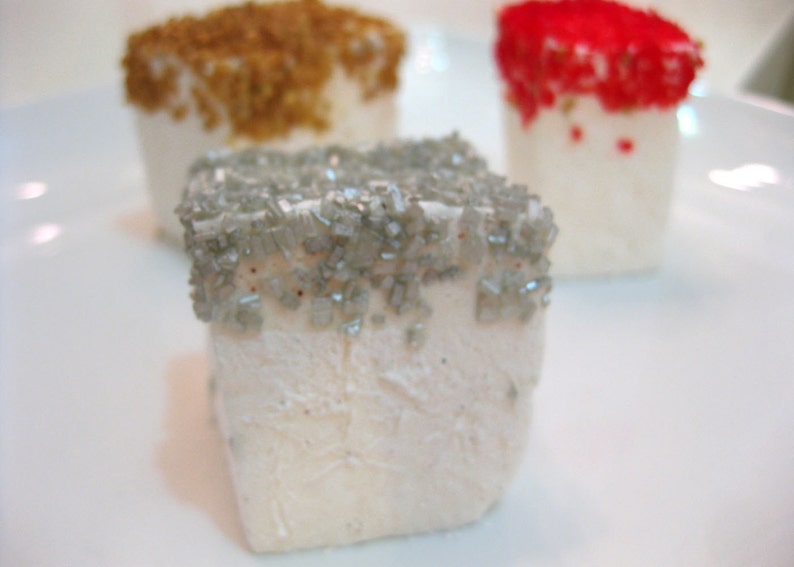 Champagne Marshmallows with gold, silver, black, or red glitter 1 dozen Gourmet homemade marshmallows image 2