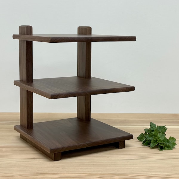 Black Walnut Desktop Organizer: Three-Tier Bookshelf