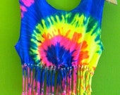 Beaded Tie-Dye Crop Top with Glow-in-the-Dark Beads