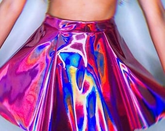 Pink Holographic PVC skirt