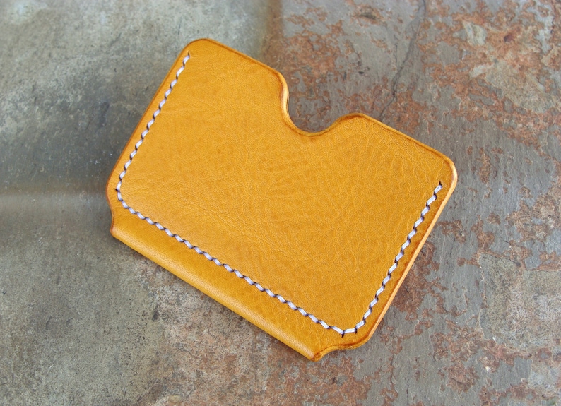 Minimalist Wallet Unisex Wallet Italian Leather Yellow Leather Single Slot Card Holder