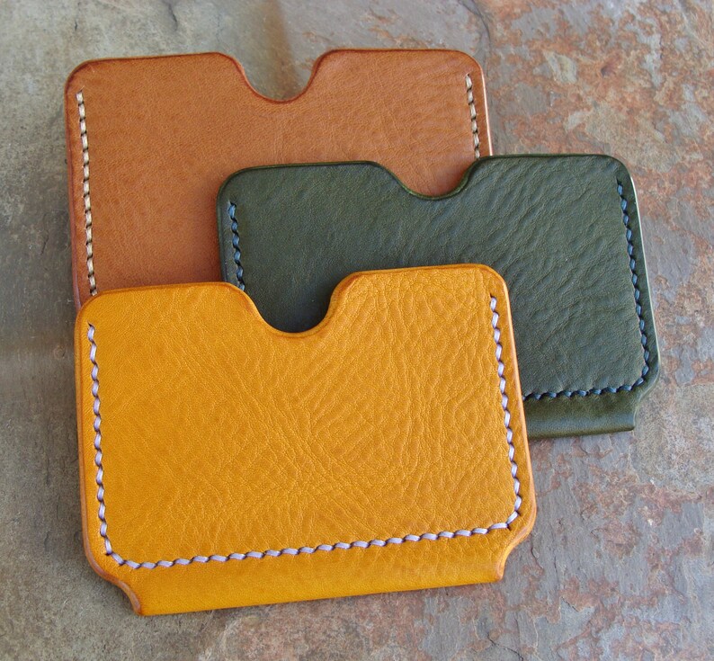 Minimalist Wallet Unisex Wallet Italian Leather Yellow Leather Single Slot Card Holder