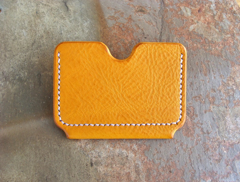 Minimalist Wallet Unisex Wallet Italian Leather Yellow Leather Single Slot Card Holder