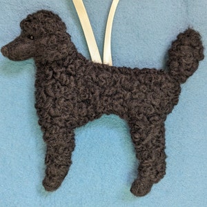 Needle Felted Standard Poodle Ornament: Organic Wool Dog Decor