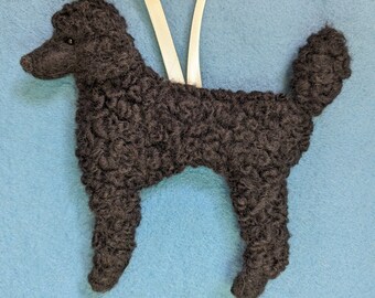 Needle Felted Standard Poodle Ornament: Organic Wool Dog Decor
