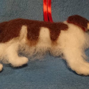 Needlefelted Springer/Cocker Spaniel hanging dog ornament with hand embroidered detail. Filled with wool from my organically certified flock image 5