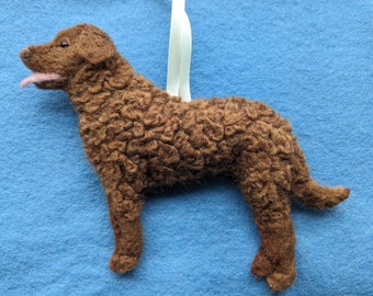 Needlefelted Chesapeake Bay Retriever Ornament: Wool Dog Breed Decor