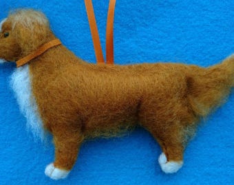 Needle Felted Toller Dog Ornament: Custom Nova Scotia Duck Tolling Retriever