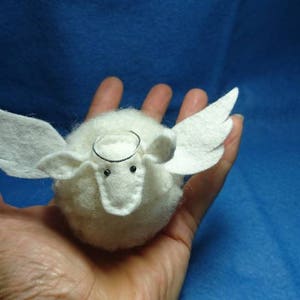 Needle Felted Angel Sheep: Organic Wool Christmas Tree Decoration