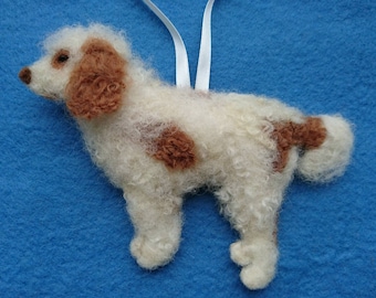 Needle felted Labradoodle, Cockerpoo, Cavapoo type dog with fluffy curly coat, filled with wool from my organically certified flock