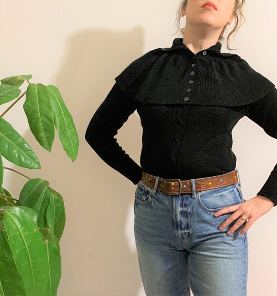 Vintage Black Capelet Sweater