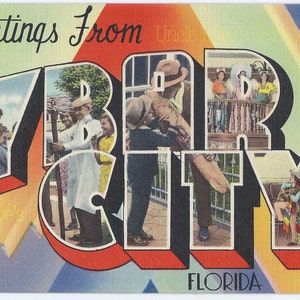 Greetings From Ybor City (Florida) ~ 1940s Vintage Large Letter Postcard Artwork; Digital Download