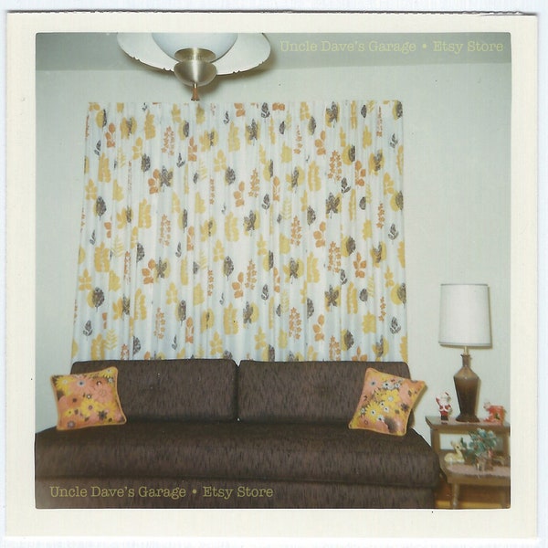 Walk Right In, Sit Right Down... MCM Curtains, Couch, Lamps ~ 1950s-1960s Vintage COLOR Snapshot Photo; Digital Download