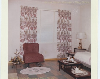 In A White Room... Odd Blend of MCM, 50s and Bric-a-brac. Living Room Scene ~ 1950s-1960s Vintage COLOR Snapshot Photo; Digital Download