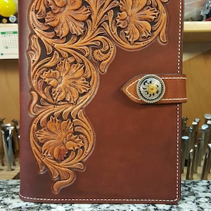 Hand Tooled Leather Bible or Book Cover