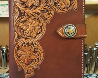 Hand Tooled Leather Bible or Book Cover