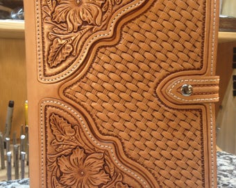Hand tooled leather ipad case