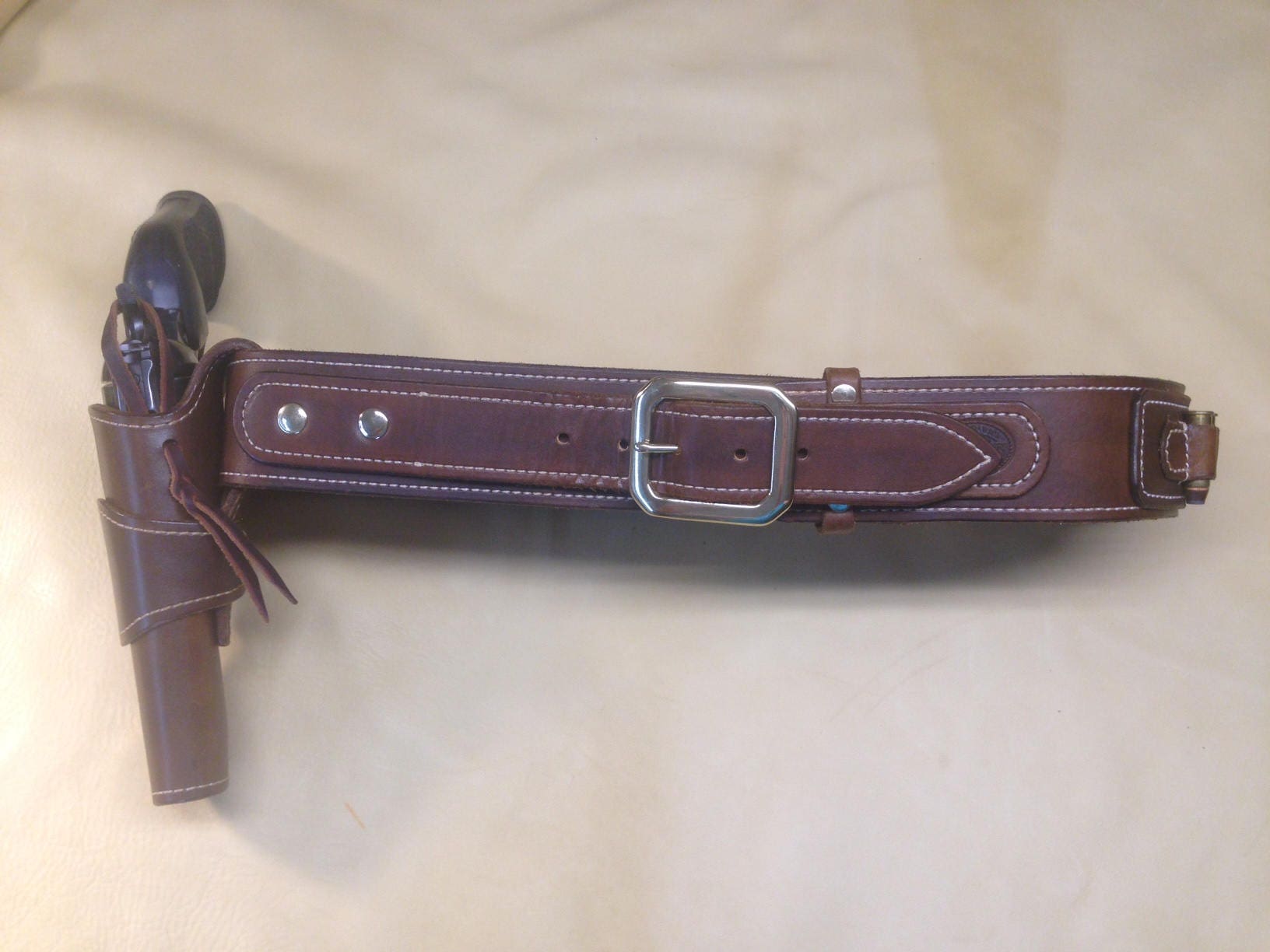 40 In Hilason Western Right Hand Gun Holster Rig 44/45 Cal Leather Cowboy