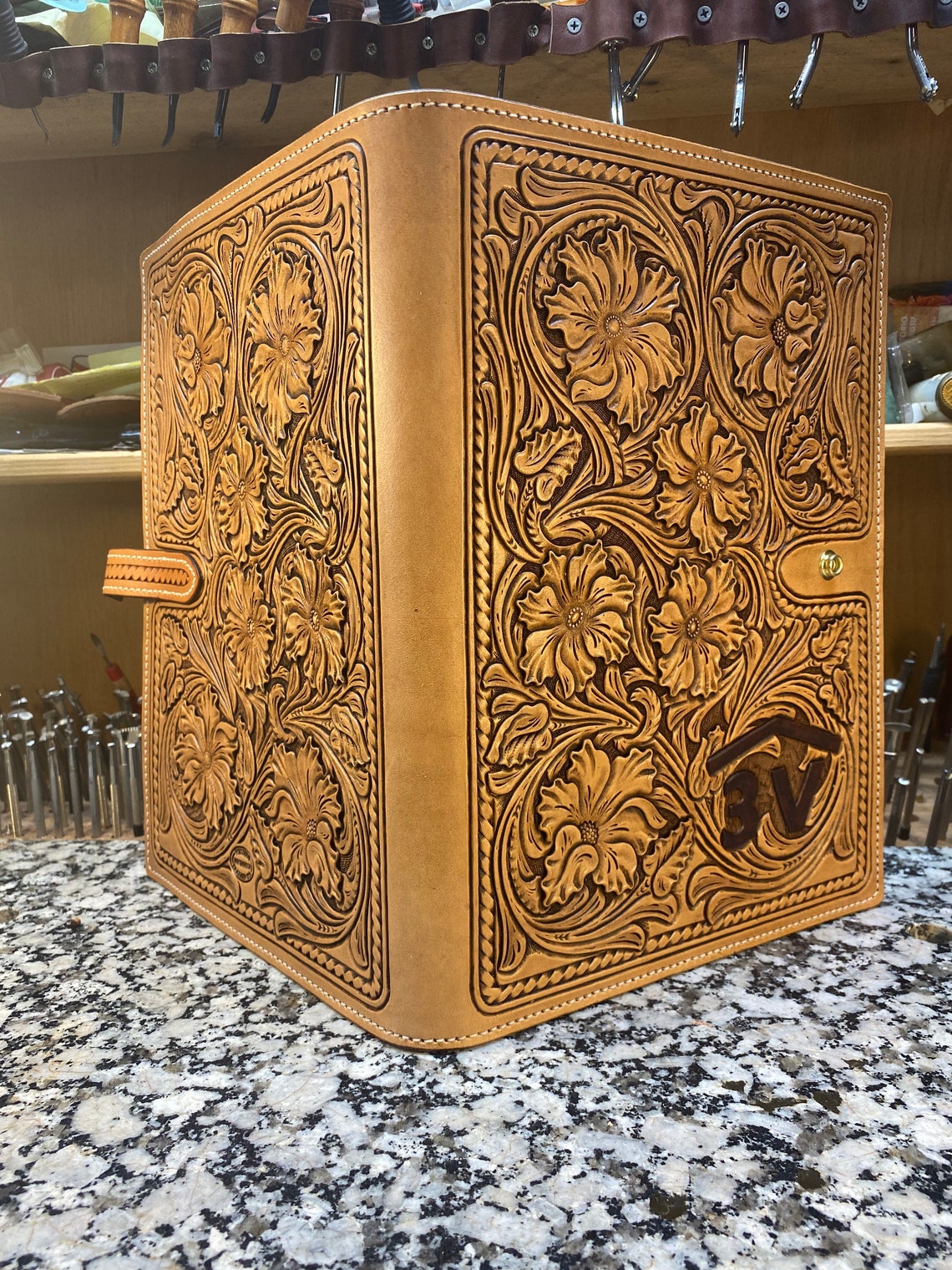 Hand tooled leather portfolio/notebook Etsy