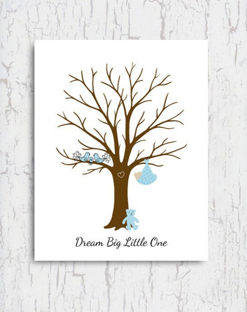 Baby Shower Guest Book Thumbprint Tree Fingerprint Baby - Etsy