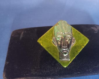 Original Art Deco Egyptian Revival Bakelite Pharaoh Brooch