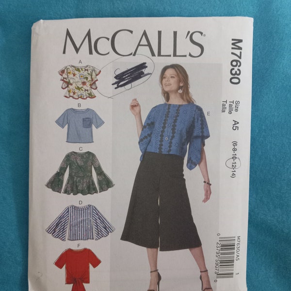 McCall's M7630 Shirt Sewing Pattern. Never used... 6 available.